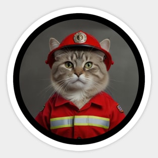 Firefighter Cat Sticker